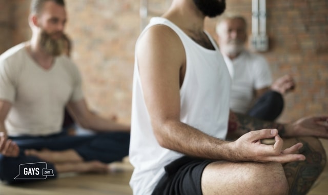 men practicing yoga